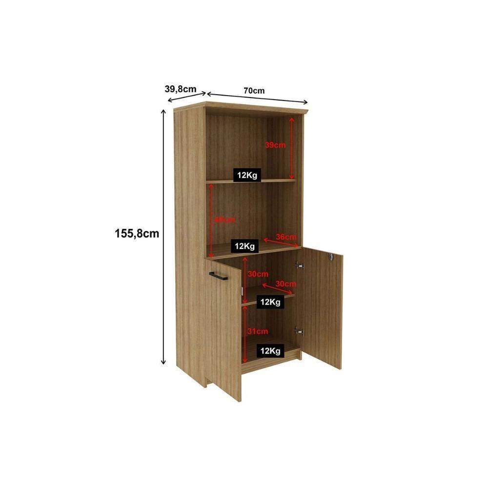 Armário De Escritório Me-4199 C- 2 Portas C- Chave E 2 Nichos Amêndoa - Tecno Mobili - 2