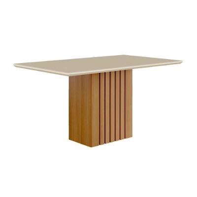 Mesa Multiuso Cozinha Ana C- Tampo Madeirado C- Vidro 130x80cm Nature-off White - Cimol