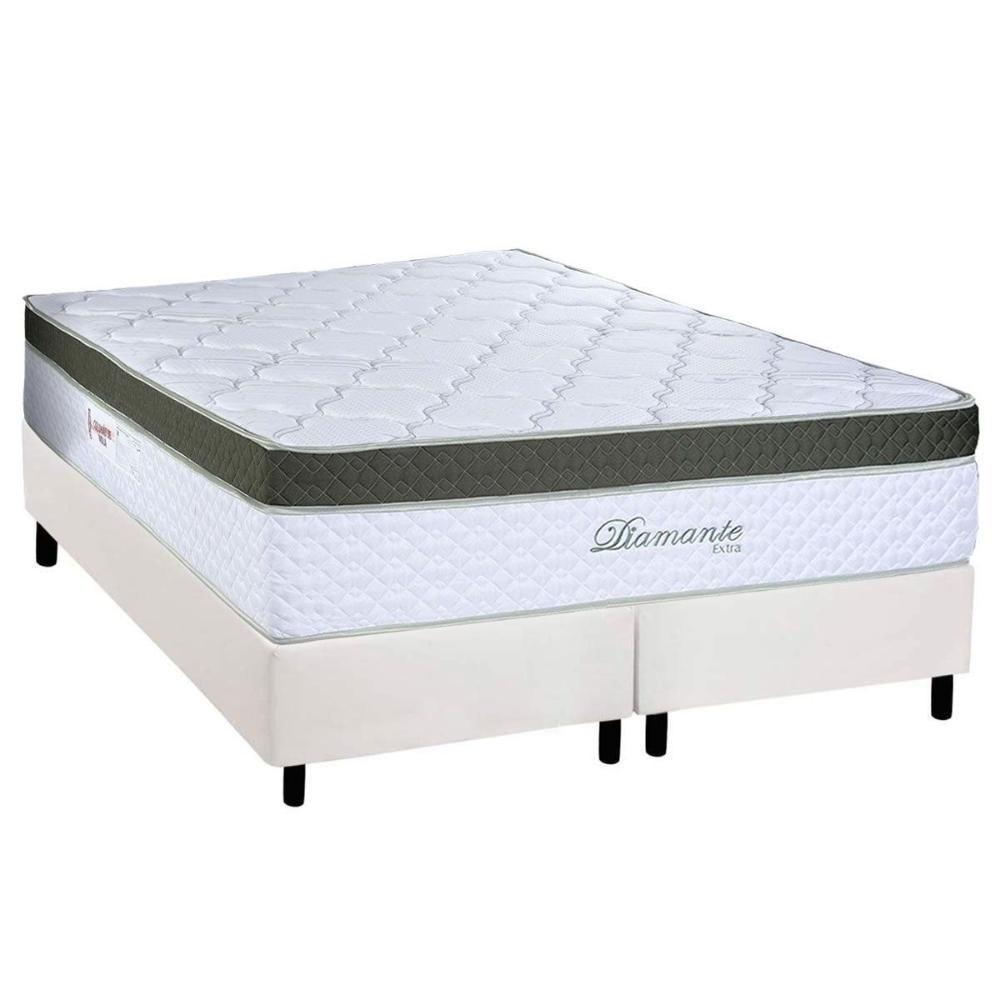 Cama Box King: Colchão Molas Ensacadas Paropas Diamante Extra White + Base Crc Corano White (193x203) - 1