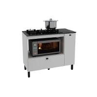 Balcão De Cozinha P- Cooktop C- Tampo Bl3316 C- 2 Portas E 1 Nicho 100cm Branco-marmore Lunar - Tecno Mobili - 1