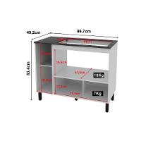 Balcão De Cozinha P- Cooktop C- Tampo Bl3316 C- 2 Portas E 1 Nicho 100cm Branco-marmore Lunar - Tecno Mobili - 2