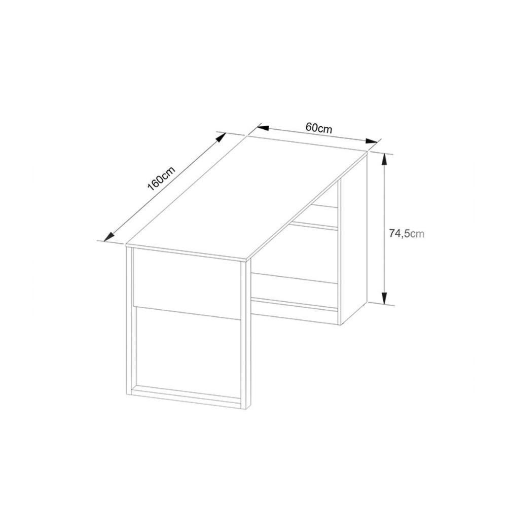 Mesa De Computador Me4182 C- Prateleira Branco - Tecno Mobili - 6