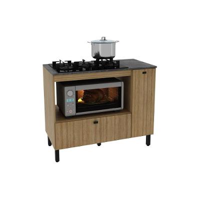 Balcão De Cozinha P- Cooktop C- Tampo Bl3316 C- 2 Portas E 1 Nicho 100cm Amêndoa-marmore Lunar - Tecno Mobili