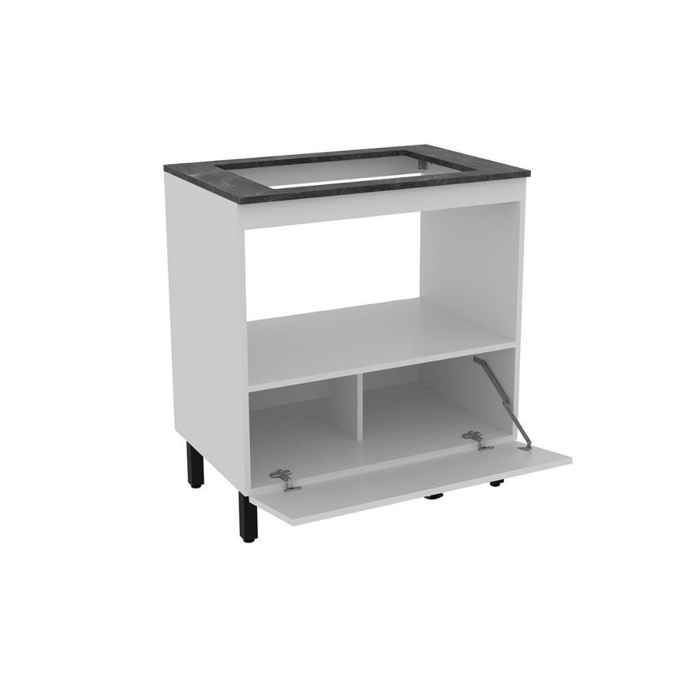Balcão De Cozinha P- Cooktop C- Tampo Bl3315 C- 1 Porta E 1 Nicho 75cm Branco-marmore Lunar - Tecno Mobili - 3