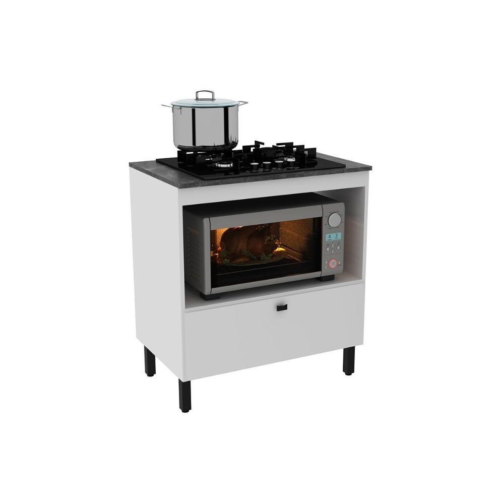 Balcão De Cozinha P- Cooktop C- Tampo Bl3315 C- 1 Porta E 1 Nicho 75cm Branco-marmore Lunar - Tecno Mobili - 4