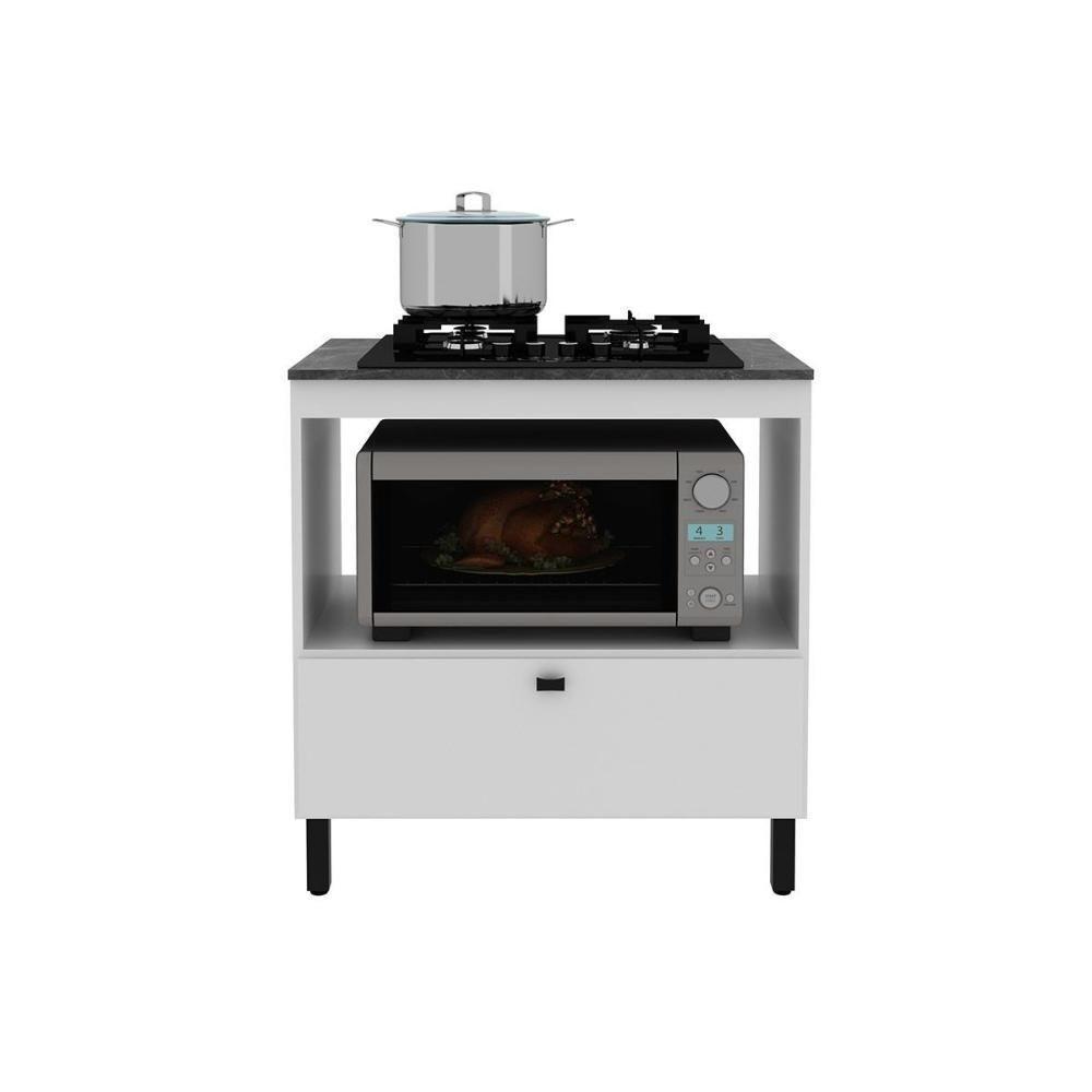 Balcão De Cozinha P- Cooktop C- Tampo Bl3315 C- 1 Porta E 1 Nicho 75cm Branco-marmore Lunar - Tecno Mobili - 5