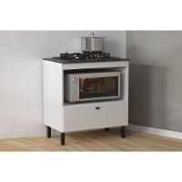 Balcão De Cozinha P- Cooktop C- Tampo Bl3315 C- 1 Porta E 1 Nicho 75cm Branco-marmore Lunar - Tecno Mobili - 1