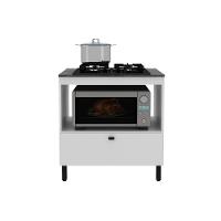 Balcão De Cozinha P- Cooktop C- Tampo Bl3315 C- 1 Porta E 1 Nicho 75cm Branco-marmore Lunar - Tecno Mobili - 5