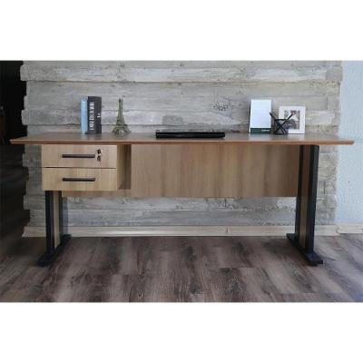 Mesa De Computador Me-4193 C- 2 Gavetas (1 C- Chave) Amêndoa-preto - Tecno Mobili