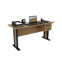 Mesa De Computador Me-4193 C- 2 Gavetas (1 C- Chave) Amêndoa-preto - Tecno Mobili - 8
