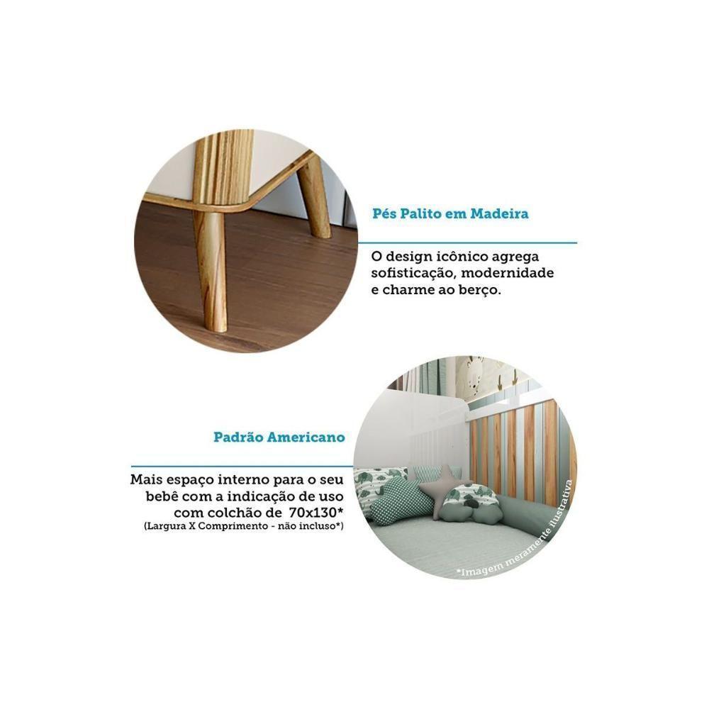 Berço Infantil Théo 4 Em 1 Off White-amendoa - Peroba - 3