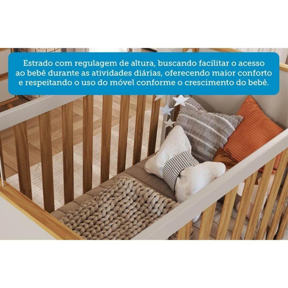 Berço Infantil Théo 4 Em 1 Off White-amendoa - Peroba - 5