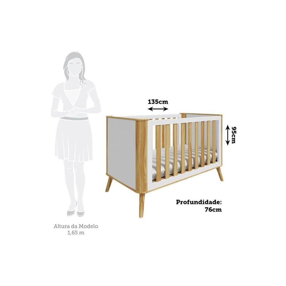 Berço Infantil Théo 4 Em 1 Off White-amendoa - Peroba - 7