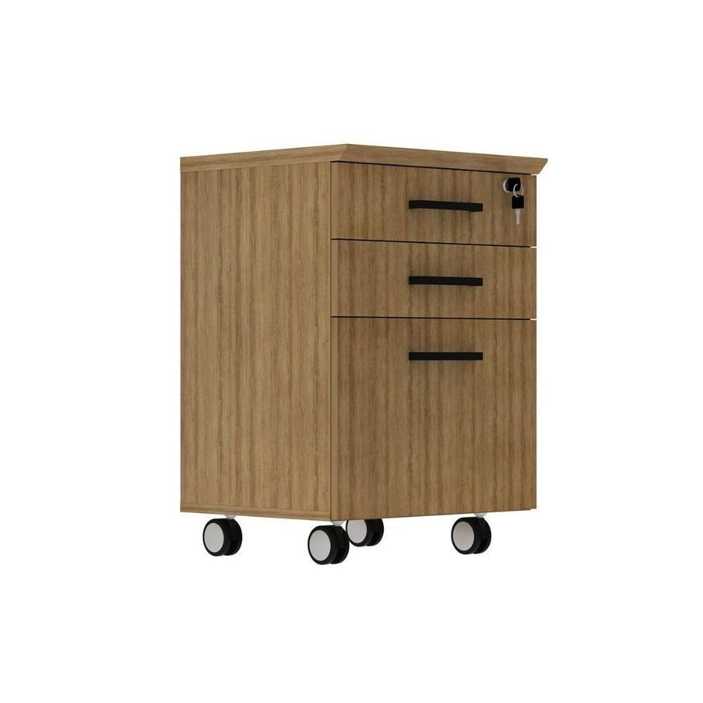 Gaveteiro P- Escritório Me-4196 C- 3 Gavetas (1 C- Chave) Amêndoa - Tecno Mobili - 3