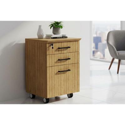 Gaveteiro P- Escritório Me-4196 C- 3 Gavetas (1 C- Chave) Amêndoa - Tecno Mobili