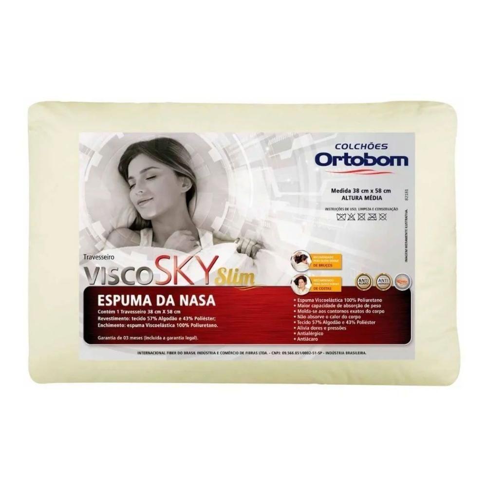 Travesseiro Viscoelástico Visco Sky Slim (38x58) - Ortobom - 1