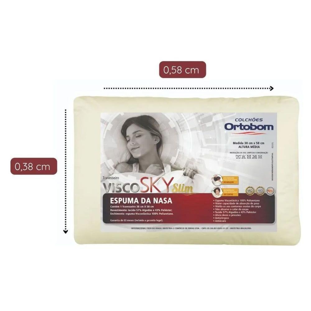 Travesseiro Viscoelástico Visco Sky Slim (38x58) - Ortobom - 3