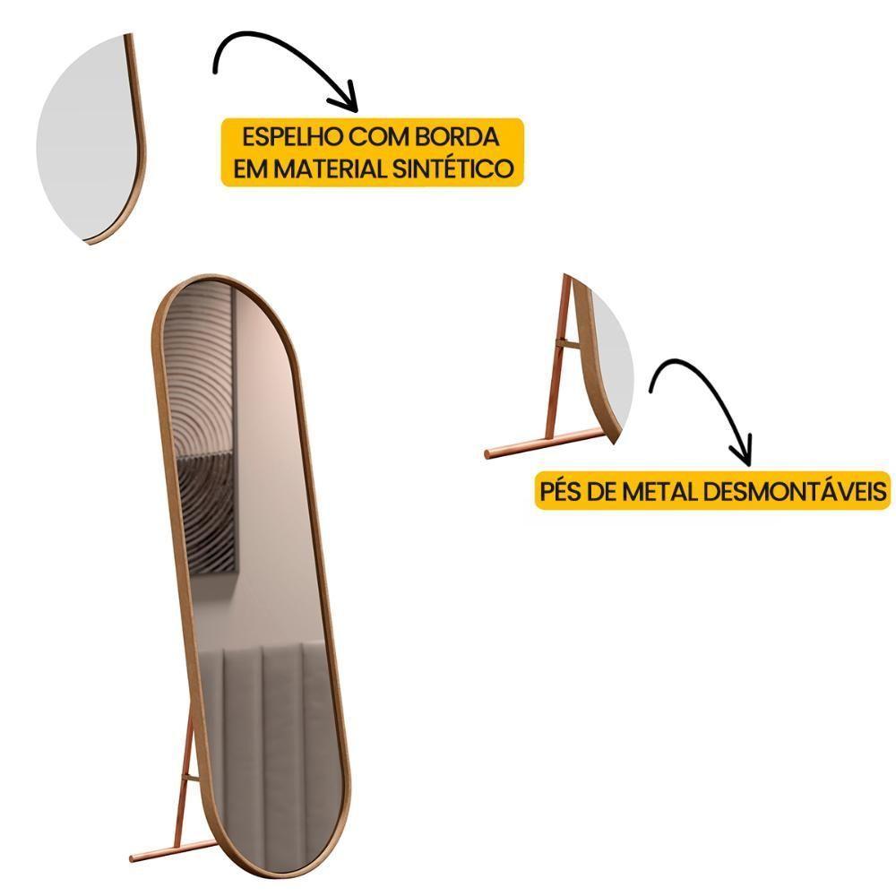 Toucador Alamanda Quarto Com Espelho E Pés Metálico Castanho/bronze - 3