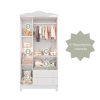 Quarto De Bebê Guarda Roupa 3 Portas Cômoda Selena Berço 3 Em 1 Gabrielle Branco Carolina Baby - 2