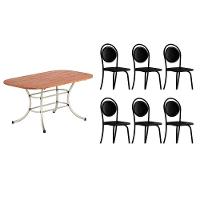 Sala De Jantar Completa 1547 C- Tampo Madeirado 136x80cm E 6 Cadeiras 1738 Preto - Carraro - 1