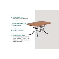 Sala De Jantar Completa 1547 C- Tampo Madeirado 136x80cm E 6 Cadeiras 1738 Preto - Carraro