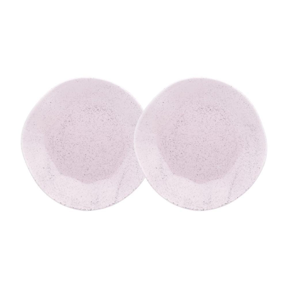 Conjunto 2 Pratos Fundos 22,5cm Ryo Pink Sand Porcelana Oxford - 1