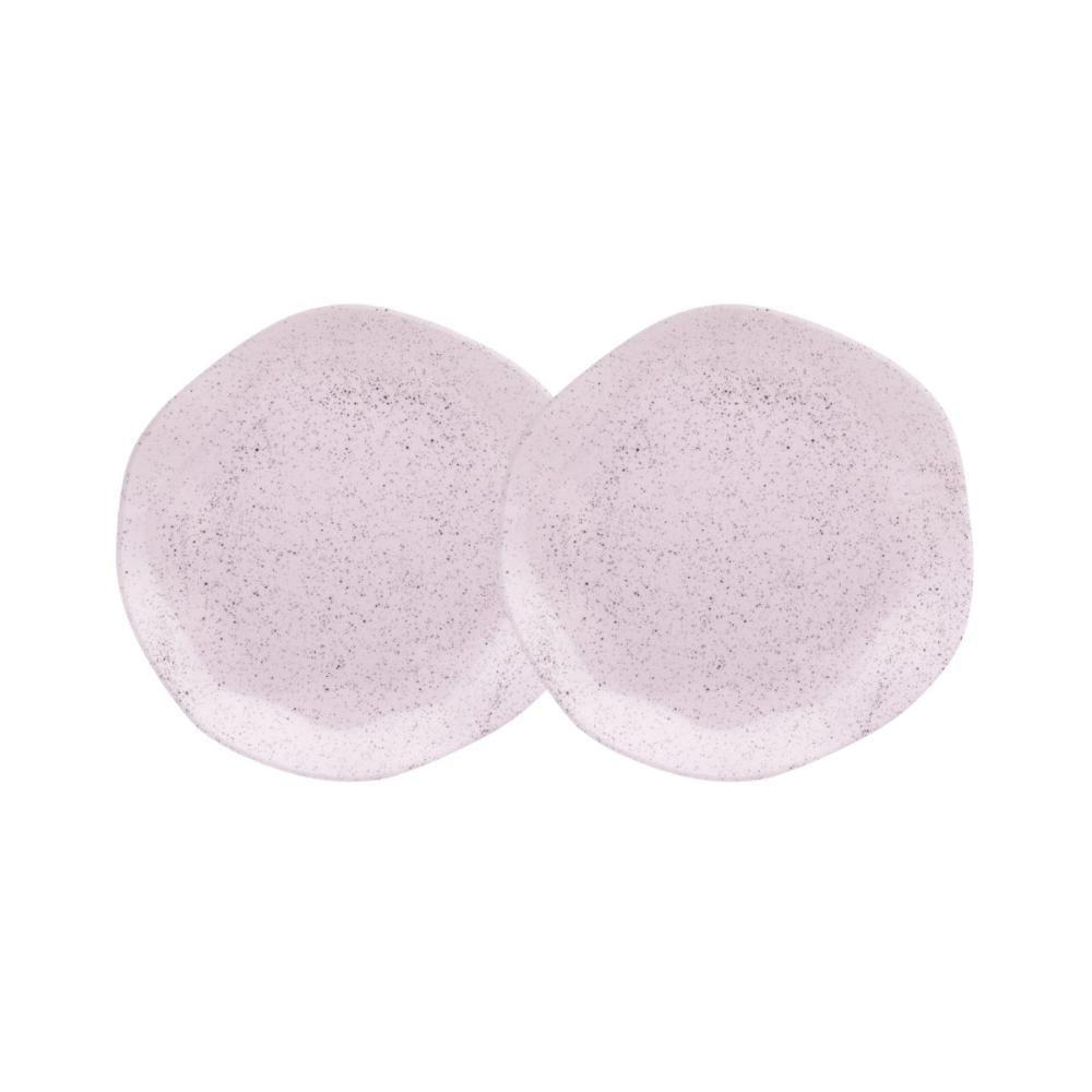 Conjunto 2 Pratos De Sobremesa 21,5cm Ryo Pink Sand Porcelana Oxford - 1