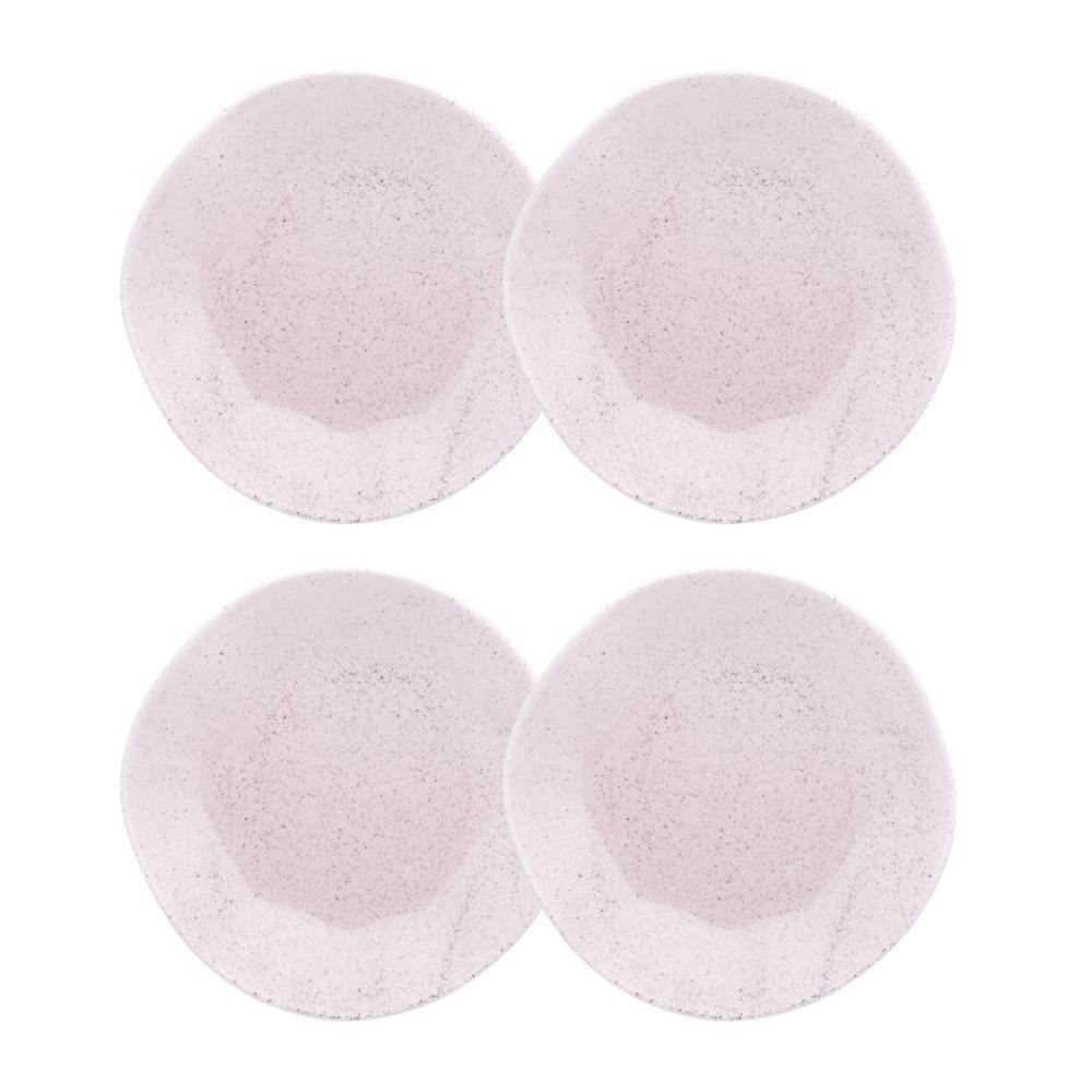 Conjunto 4 Pratos Fundo 22,5cm Ryo Pink Sand Porcelana Oxford - 1