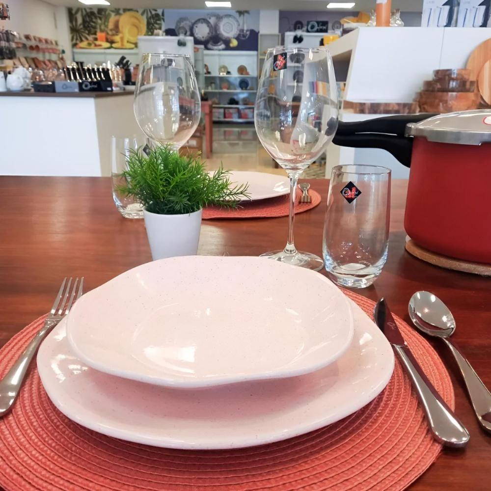 Conjunto 4 Pratos Fundo 22,5cm Ryo Pink Sand Porcelana Oxford - 4