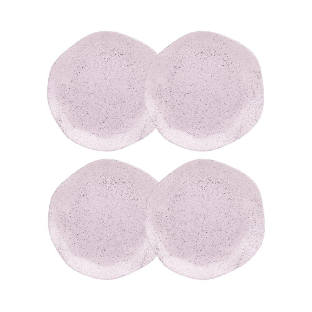 Conjunto 4 Pratos De Sobremesa 21,5cm Ryo Pink Sand Porcelana Oxford - 1