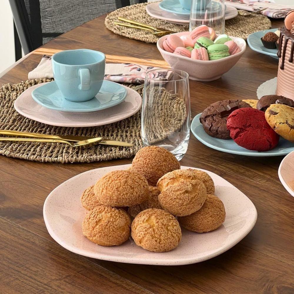 Conjunto 4 Pratos De Sobremesa 21,5cm Ryo Pink Sand Porcelana Oxford - 3