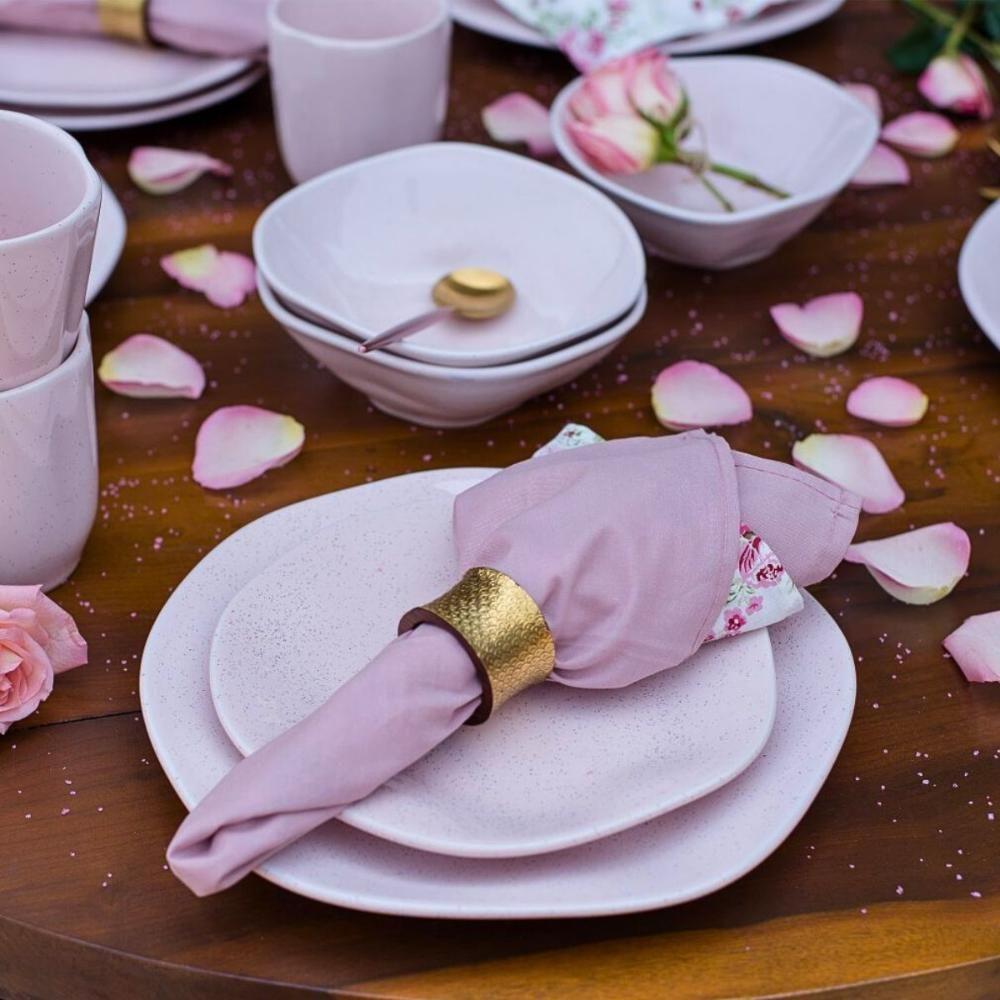 Conjunto 4 Pratos De Sobremesa 21,5cm Ryo Pink Sand Porcelana Oxford - 5