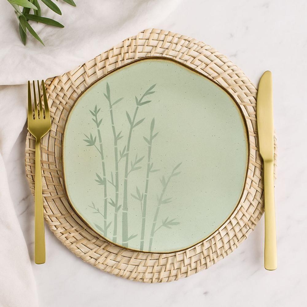Conjunto 2 Pratos De Sobremesa 21,5 Cm Ryo Bambu Porcelana Oxford - 4