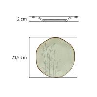 Conjunto 2 Pratos De Sobremesa 21,5 Cm Ryo Bambu Porcelana Oxford - 3