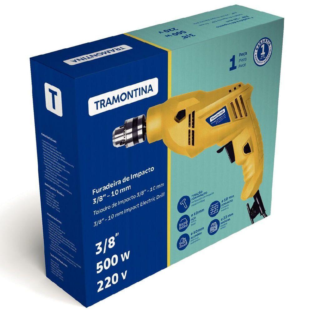 Furadeira De Impacto 3/8" 500 Watts 220 Volts Sistema De Reversão De Rotação - 42362220 - Tramontina - 5