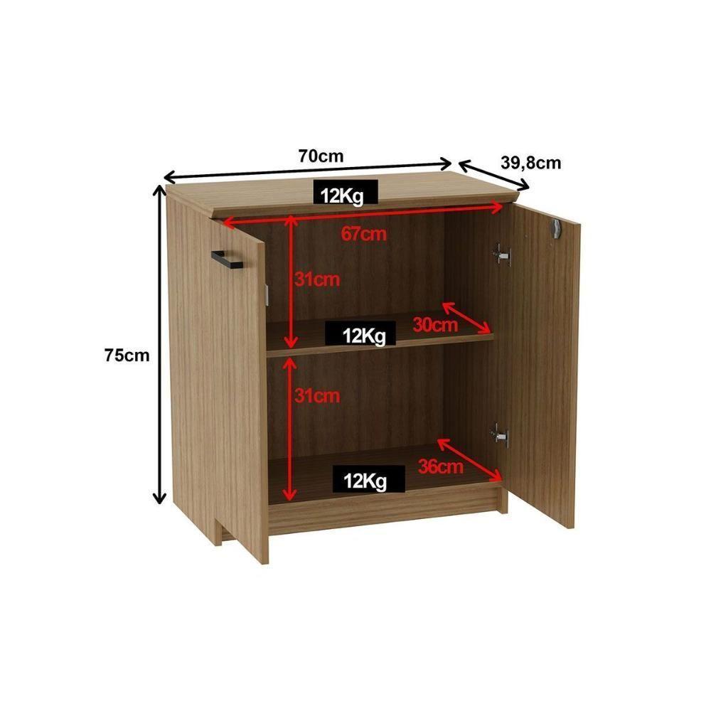 Balcão De Escritório Me-4197 C- 2 Portas C- Chave Amêndoa - Tecno Mobili - 2