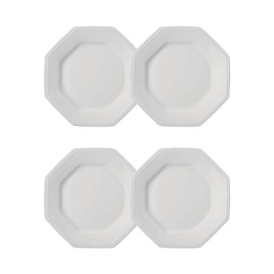 Jogo 4 Pratos De Sobremesa Prisma Brancos 20,5 Cm Porcelana Schmidt