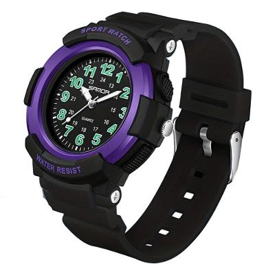 Relógio De Quartzo Sandavisor Analógico Minimalista Preto Roxo