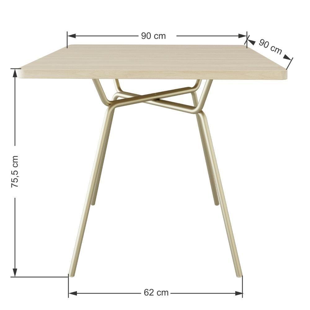 Mesa De Jantar Quadrada Soho 90cm Acácia Mel - Est.champ - 5