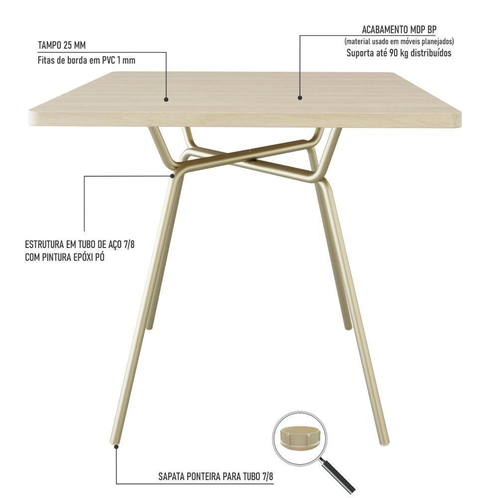 Mesa De Jantar Quadrada Soho 90cm Acácia Mel - Est.champ - 6