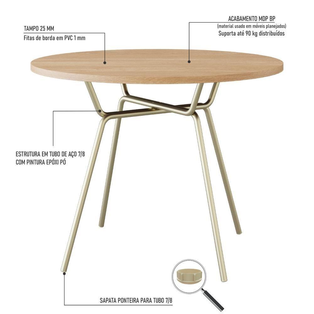 Mesa De Jantar Redonda Soho 90cm Nogueira - Est.champ - 8