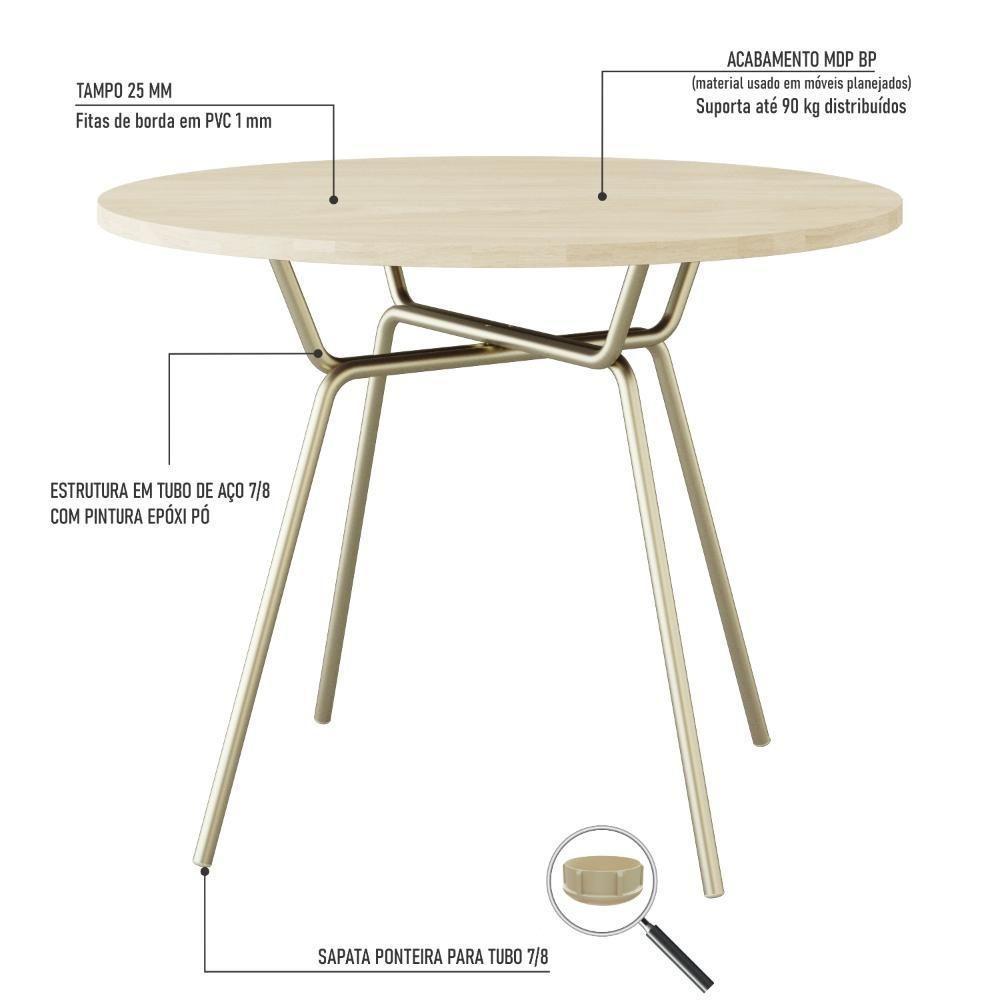 Mesa De Jantar Redonda Soho 90cm Acácia Mel - Est.champ - 5