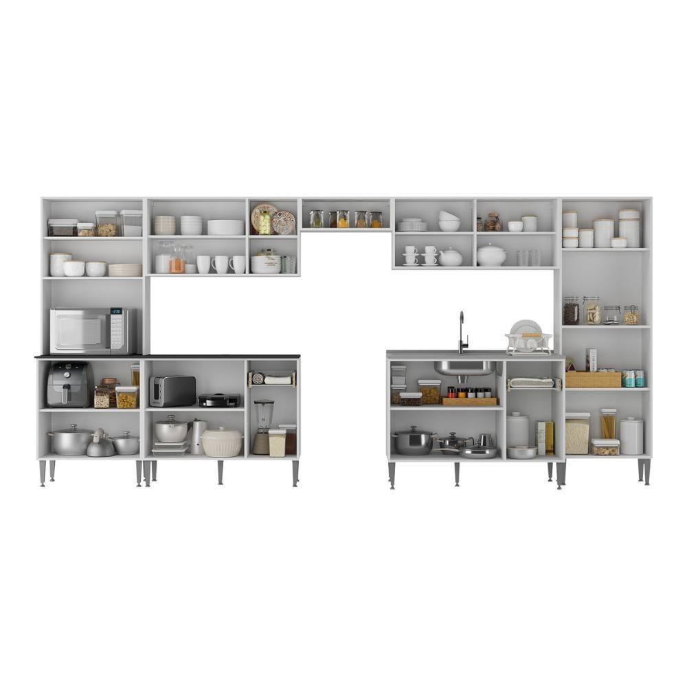 Armário De Cozinha Modulada Completa Compacta 399cm Com Balcão De Pia Multimóveis Mp2279 Branco - 5