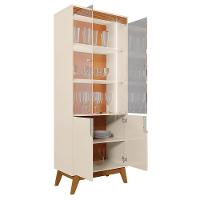 Sala De Jantar Com Cristaleira Paraty E Buffet Aparador Recife Off White-canela - Mobler Off White-canela - 3