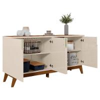 Sala De Jantar Com Cristaleira Paraty E Buffet Aparador Recife Off White-canela - Mobler Off White-canela - 6
