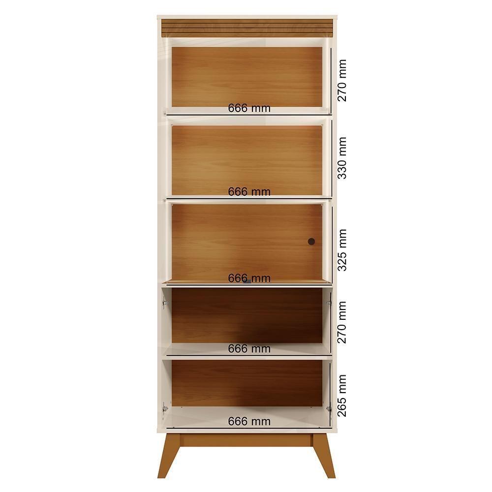 Sala De Jantar Com Cristaleira Paraty E Buffet Aparador Recife Off White-amêndoa - Mobler Off White-amêndoa - 6