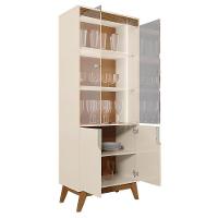 Sala De Jantar Com Cristaleira Paraty E Buffet Aparador Recife Off White-amêndoa - Mobler Off White-amêndoa - 3