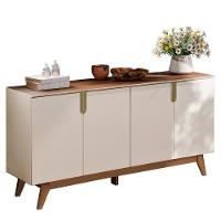 Sala De Jantar Com Cristaleira Paraty E Buffet Aparador Recife Off White-amêndoa - Mobler Off White-amêndoa