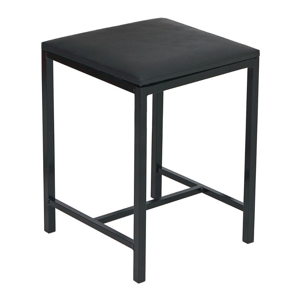 Banqueta Estofada 31cm Com Aço Carbono Multimóveis Cr25291 Preto - 1