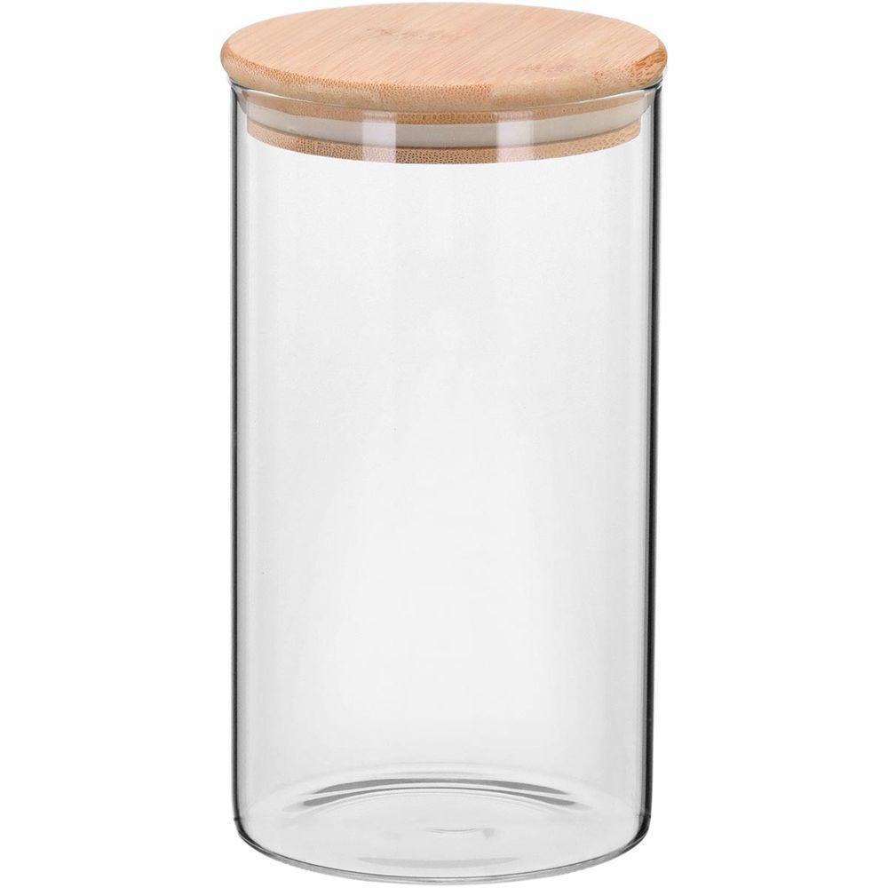 Table Pote 18X10X10Cm 1,2L Borosilicato Transp Com Tampa Bambu - 1